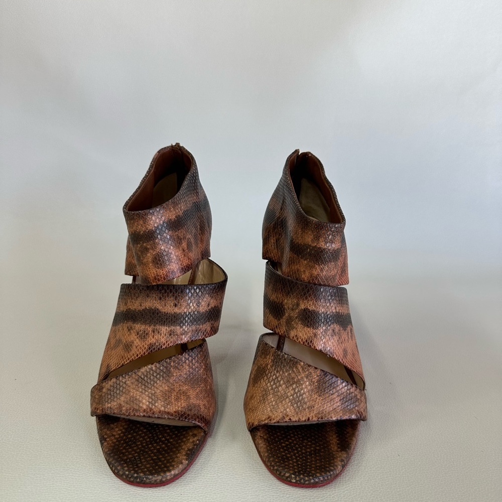 Christian Louboutin Lizard Karung Cachottiere 100 Peep Toe Booties